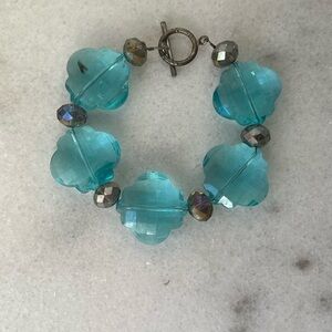 blue glass and silver bracelet ..